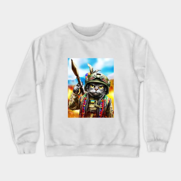 Ukrainian cat grenade launcher Crewneck Sweatshirt by Marysha_art